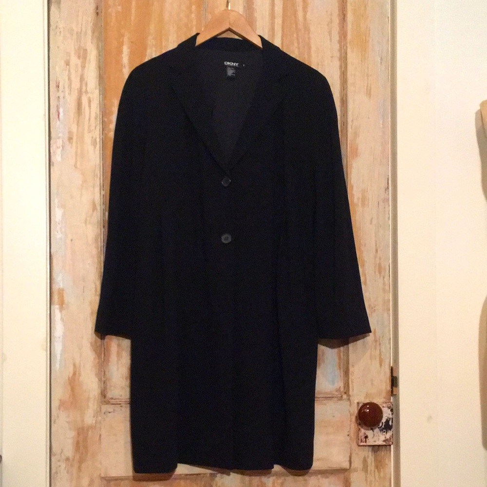 DKNY Lightweight Stretch Wool Gaberdine 3/4 Jacket